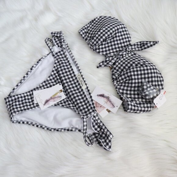 NEW Jessica Simpson Black White Gingham Print Bikini Set Size Medium - Picture 7 of 11